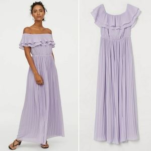 H&M Pleated Lilac Maxi Dress